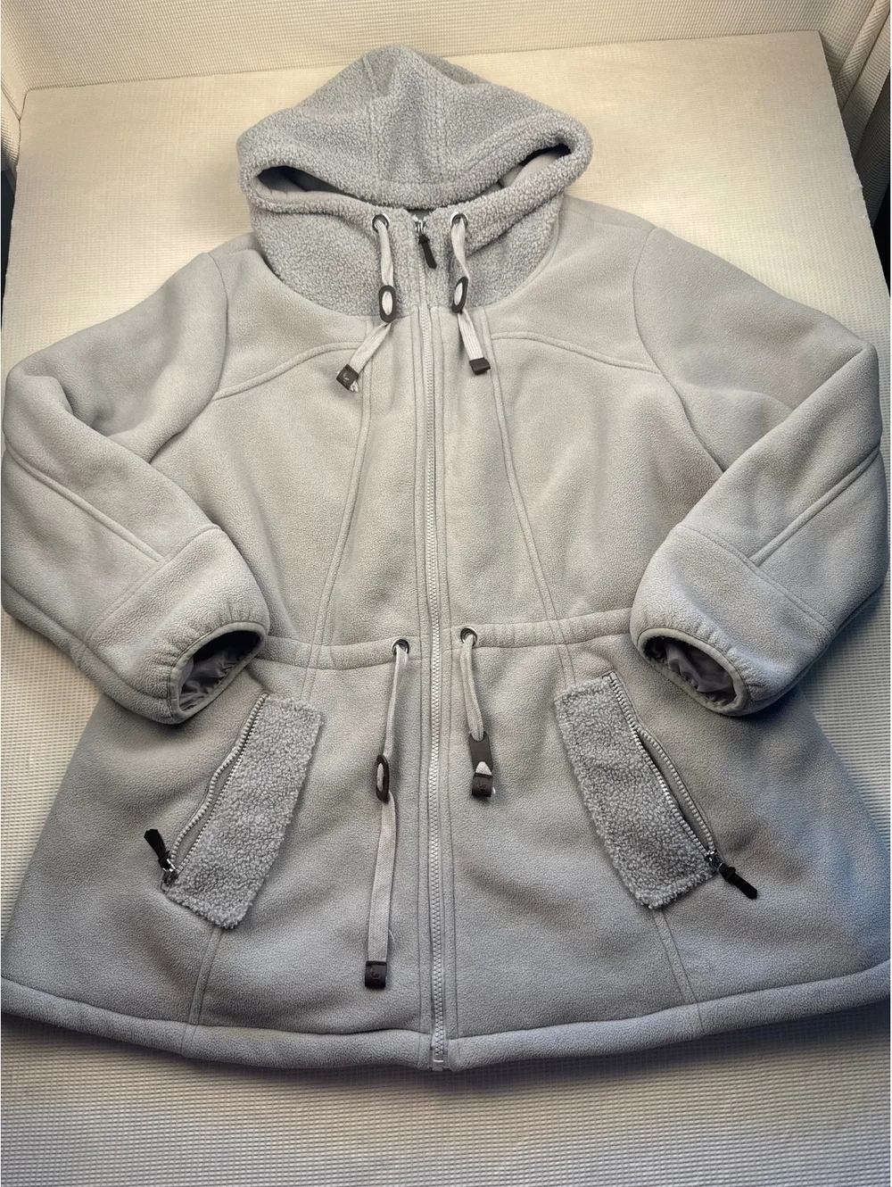 Koolaburra by UGG Women's Light Gray Fleece Zip-Up Hoodie Jacket